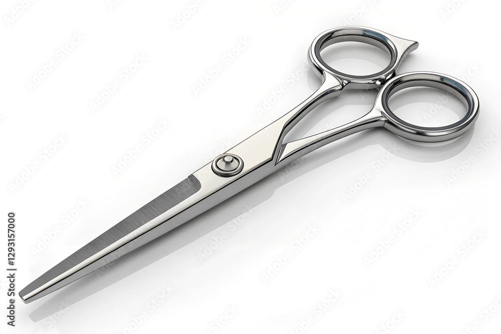 Fototapeta premium A pair of shiny stainless steel scissors with rounded handles