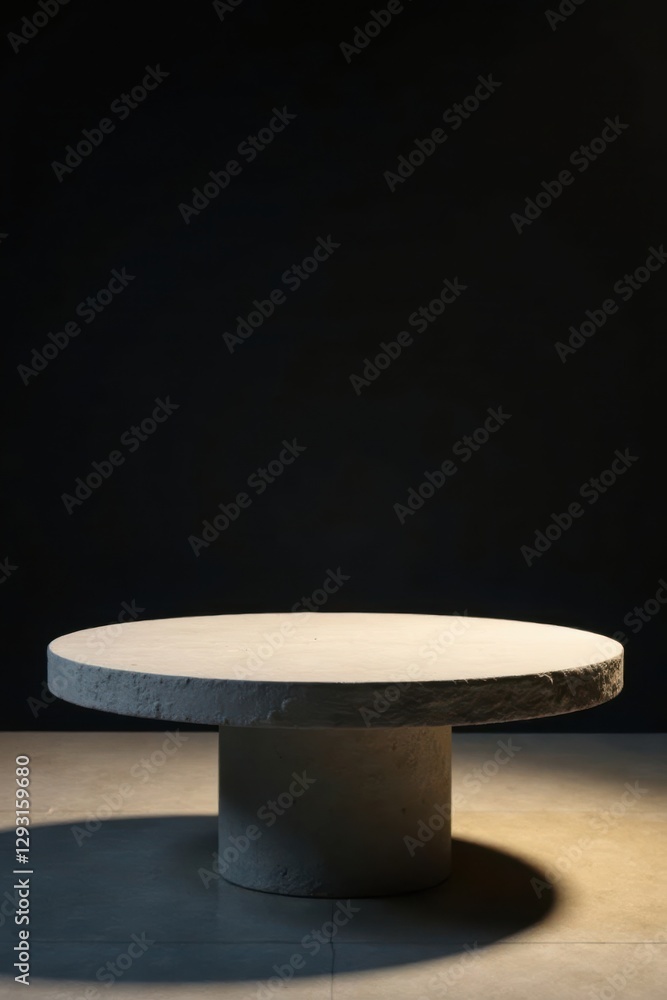 A Minimalist Round Pedestal Table with a Textured Top, Ideal for Display or Interior Design A Minimalist Round Pedestal Table with a Textured Top, Ideal for Display or Interior Design