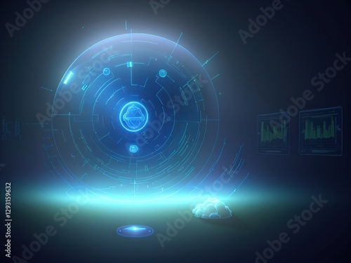 Futuristic Holographic Interface – Sci-Fi Digital Sphere photo