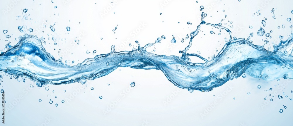 A long wave of water with many small droplets of water A long wave of water with many small droplets of water