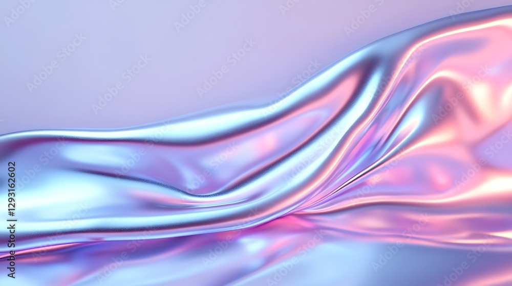 Abstract Metallic Fabric with Soft Waves and Subtle Iridescent Reflection in Blue and Pink Tones Abstract Metallic Fabric with Soft Waves and Subtle Iridescent Reflection in Blue and Pink Tones