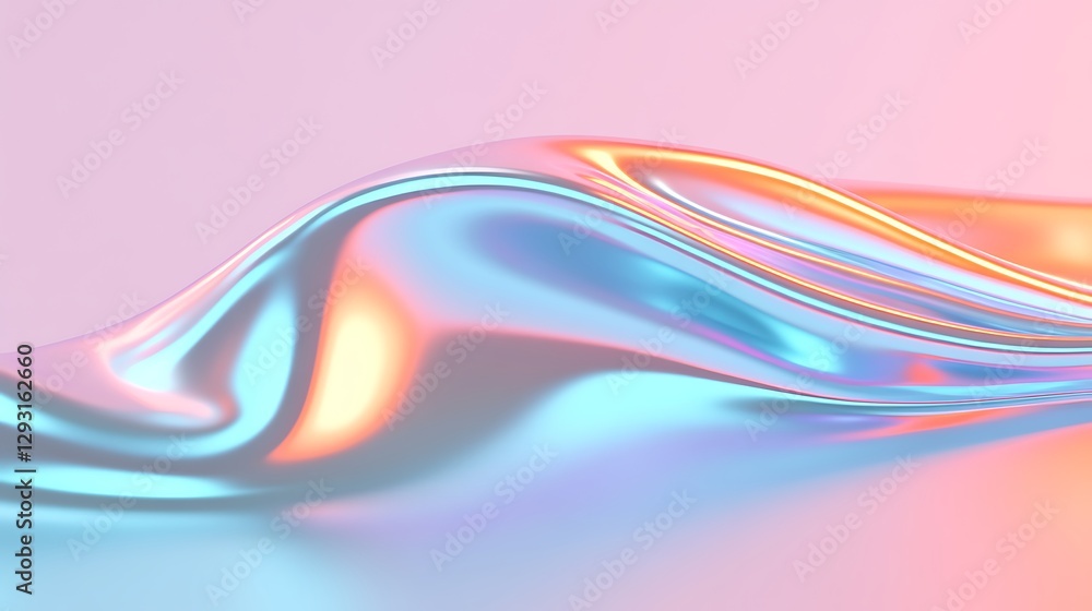 Abstract Metallic Waves with Soft Color Gradients in a Serene and Modern Setting Abstract Metallic Waves with Soft Color Gradients in a Serene and Modern Setting