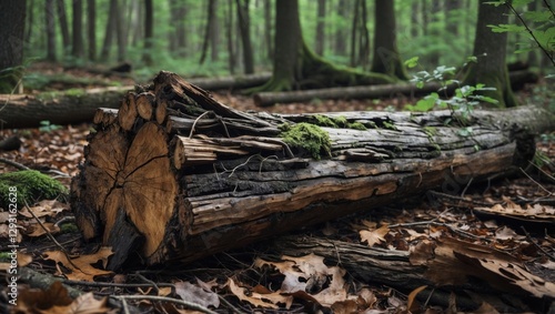 Wallpaper Mural Decaying Log on Forest Floor Surrounded by Lush Greenery and Fallen Leaves in a Calming Wooded Environment Torontodigital.ca