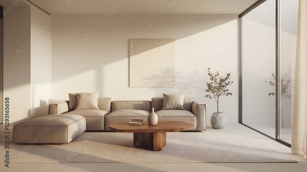 Cozy Gray Sectional Sofa in a Bright Living Room with Natural Decor Cozy Gray Sectional Sofa in a Bright Living Room with Natural Decor