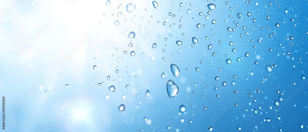A blue sky with water droplets falling from it A blue sky with water droplets falling from it
