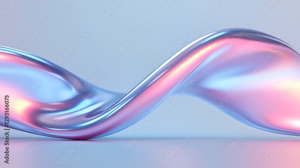 Abstract Twisted Design with Smooth Metallic Surface Reflecting Light in Soft Pastel Colors Abstract Twisted Design with Smooth Metallic Surface Reflecting Light in Soft Pastel Colors