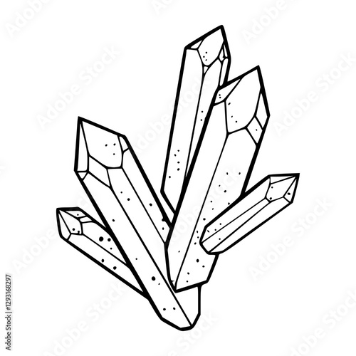 mystical crystal cluster line art