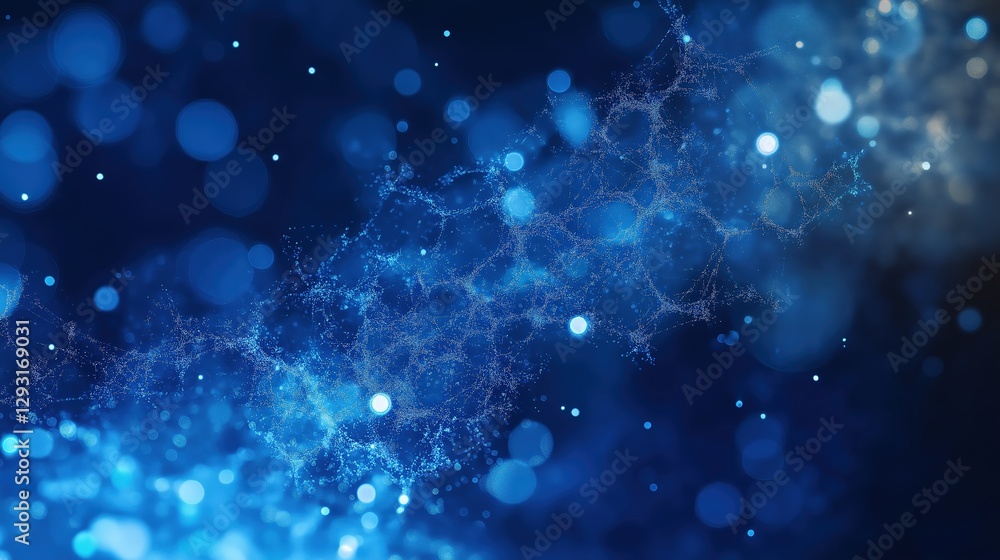 Blue Molecular Structure with Glowing Connections Blue Molecular Structure with Glowing Connections