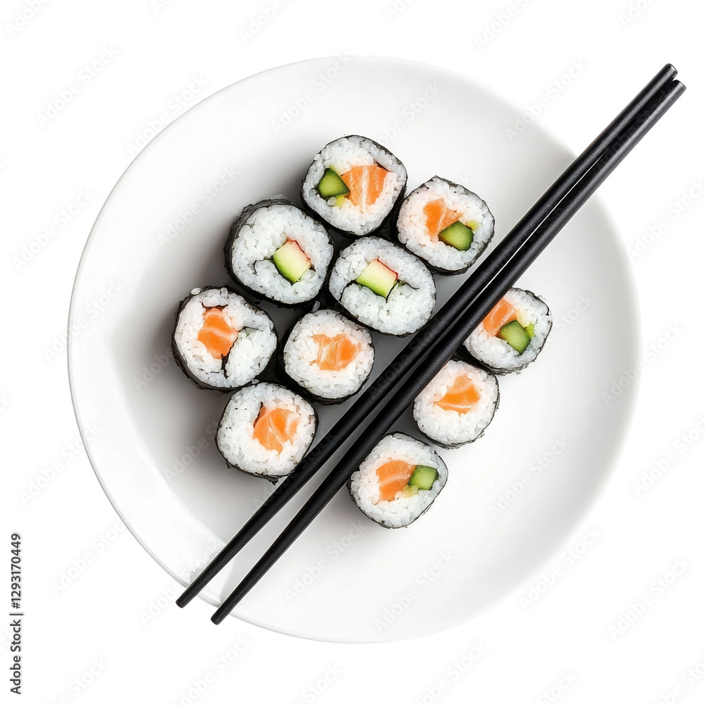 Delicious Sushi Plate Chopsticks on transparent background. Delicious Sushi Plate Chopsticks on transparent background.