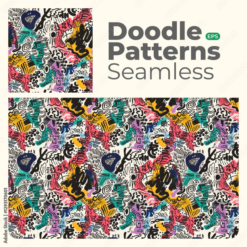 Obraz premium Doodle abstract full color patterns seamless