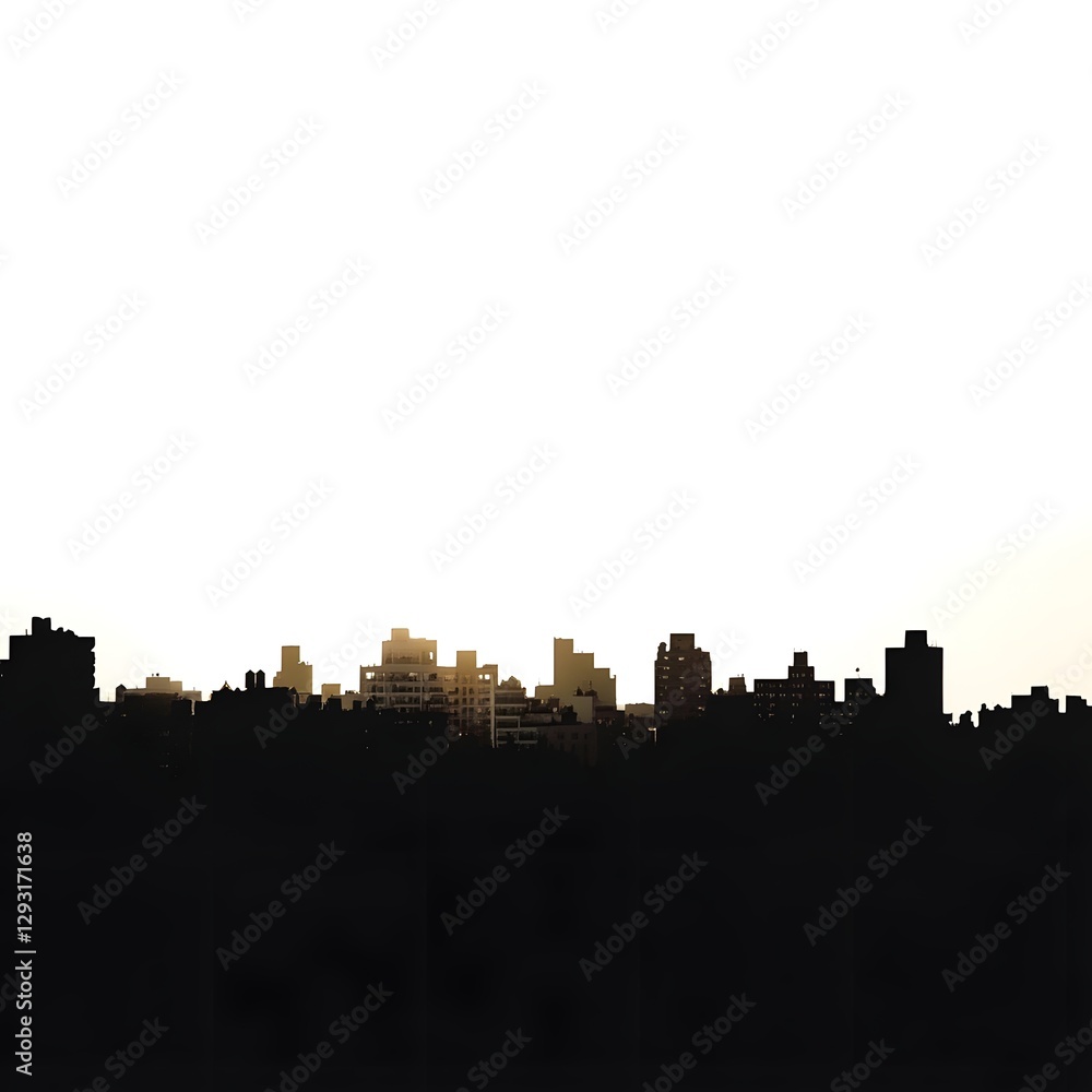 Fototapeta premium Minimalistic Cityscape Silhouette Against White Background