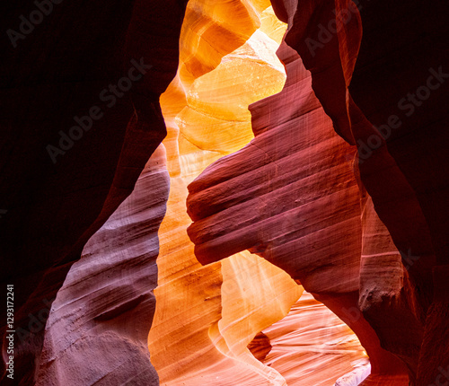 Portrait of lion head in the den of lower Antelope Canyon, Page Arizona USA