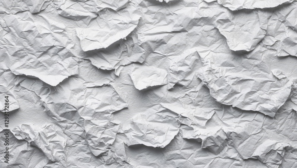Fototapeta premium Crumpled white paper texture creating a rustic and vintage background for creative design projects