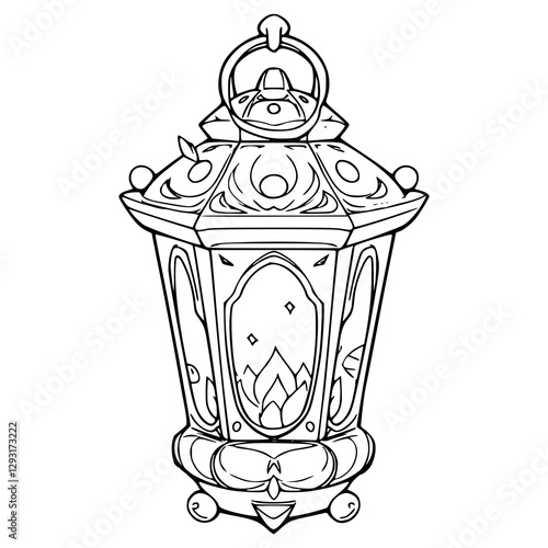 ornate vintage lantern line art illustration