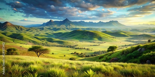 Majestic Zulu Landscape: High-Definition Panorama of South African Plains