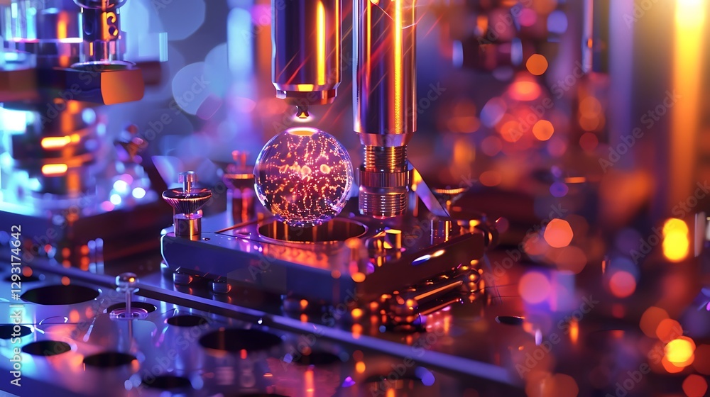 Advanced Technology Laboratory with Equipment and Orb, Abstract Scientific Background Advanced Technology Laboratory with Equipment and Orb, Abstract Scientific Background