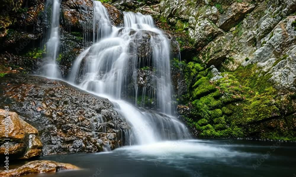 Serene Waterfall Cascading into a Tranquil Pool Serene Waterfall Cascading into a Tranquil Pool
