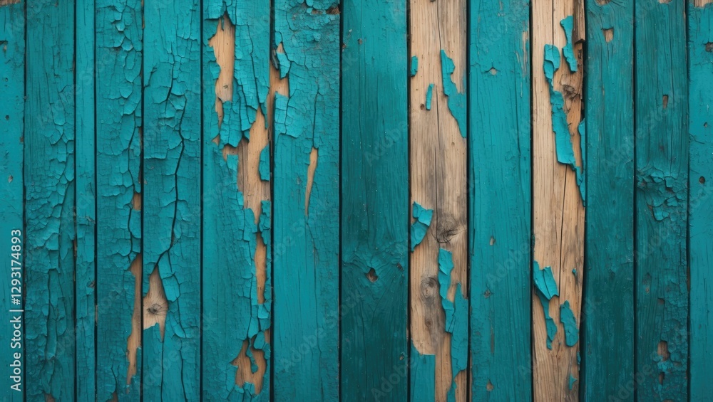 Textured close-up of weathered wooden boards with cracked cyan paint, showcasing an aged, rustic surface with peeling layers and vertical lines. Textured close-up of weathered wooden boards with cracked cyan paint, showcasing an aged, rustic surface with peeling layers and vertical lines.