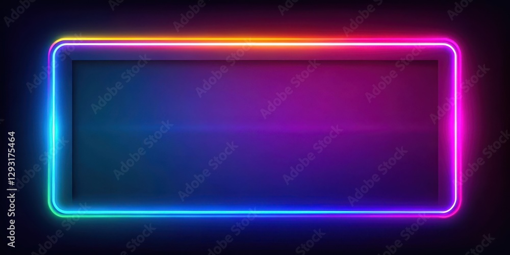 Colorful neon rectangle frame with a gradient light effect, modern design, decorative, modern design,decorative Colorful neon rectangle frame with a gradient light effect, modern design, decorative, modern design,decorative