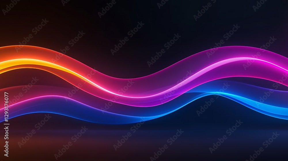 Colorful Light Waves in Dynamic Motion Against a Dark Background for Creative Design and Technology Themes Colorful Light Waves in Dynamic Motion Against a Dark Background for Creative Design and Technology Themes