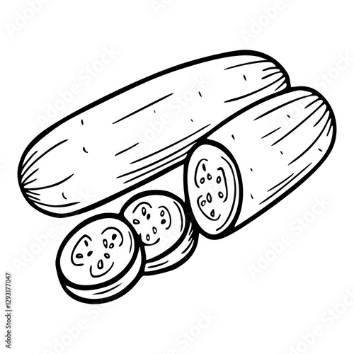 outline drawing of a fresh cucumber for coloring pages