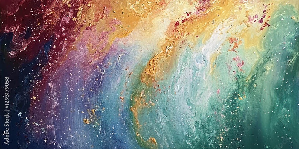 Fototapeta premium Abstract Ocean Waves Painting with Thick Brush Strokes, Glitter Texture, and Vibrant Colors in a Bold, Modern Style Representing the Power of the Sea
