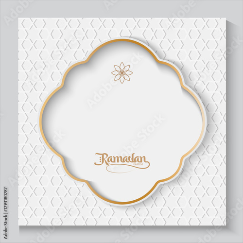 greeting cards Ramadan kareem and Eid  white background with copy space,Eid Al-Fitr Mubarak, Ramadan Kareem, Islamic Style Greeting Background Collection Set with Arabic Ornaments