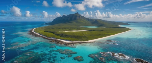 Wallpaper Mural Stunning Aerial View of Lizard Island Surrounded by Turquoise Waters and Lush Greenery Under a Clear Blue Sky Torontodigital.ca