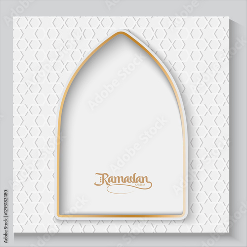 greeting cards Ramadan kareem and Eid  white background with copy space,Eid Al-Fitr Mubarak, Ramadan Kareem, Islamic Style Greeting Background Collection Set with Arabic Ornaments