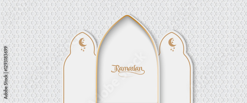 greeting cards Ramadan kareem and Eid  white background with copy space,Eid Al-Fitr Mubarak, Ramadan Kareem, Islamic Style Greeting Background Collection Set with Arabic Ornaments