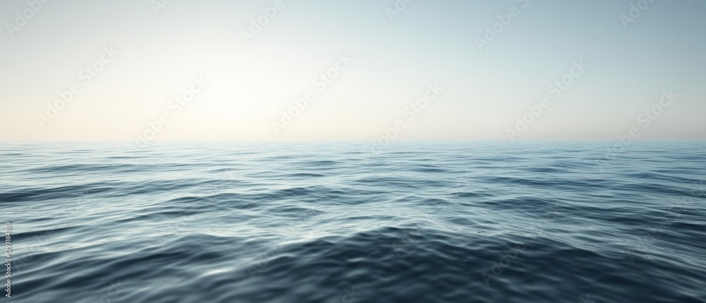 Fototapeta premium The ocean is calm and peaceful, with the sun shining brightly in the background