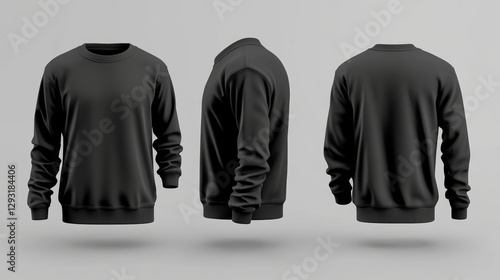 Sweatshirt front view, sweatshirt back view, a group of black sweatshirts, black sweatshirts mockup, black sweatshirt template, black sweatshirts isolated, and sweatshirts that are easy to isolate