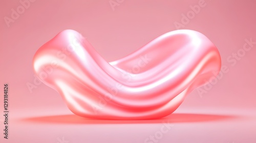 Fluid Abstract Sculpture in Soft Pink Tones with Smooth Curves and Gentle Light Reflections