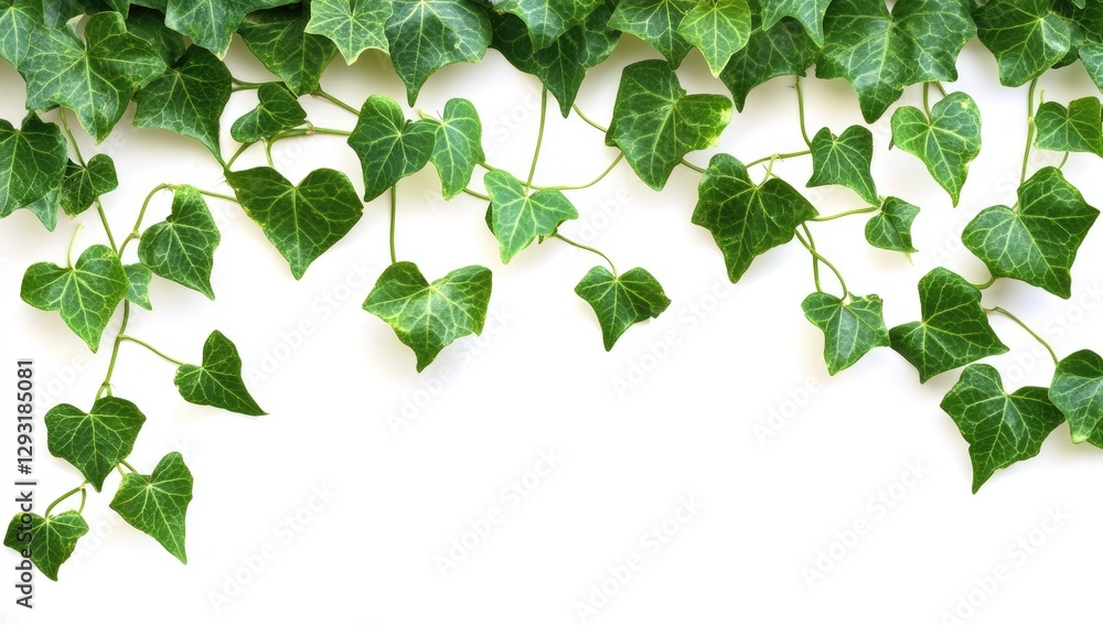 Fresh Ivy Vines Draped on White Background Fresh Ivy Vines Draped on White Background