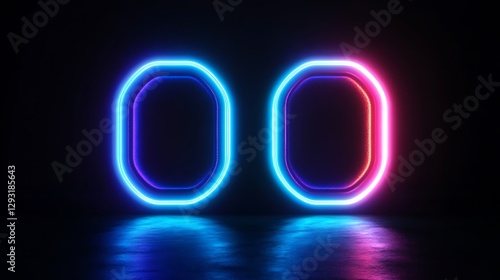 Futuristic Neon Light Shapes in Dark Background for Modern Digital Art and Design Projects