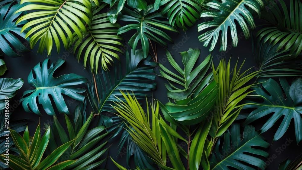 Lush Tropical Leaves Pattern Ideal for Fresh and Natural Background Designs Lush Tropical Leaves Pattern Ideal for Fresh and Natural Background Designs