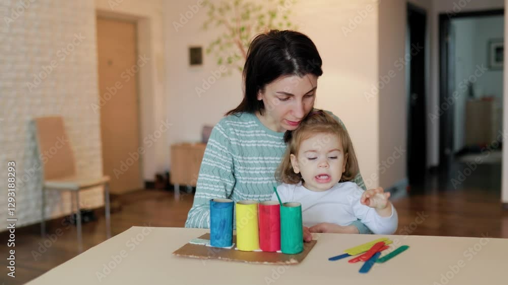 Creative playtime with mother and daughter using colorful clay materials Creative playtime with mother and daughter using colorful clay materials