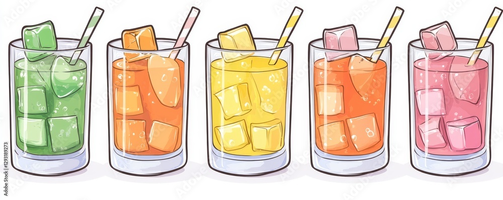 © Julia - A continuous line drawing of a glass with ice intended for drinks © Julia - A continuous line drawing of a glass with ice intended for drinks