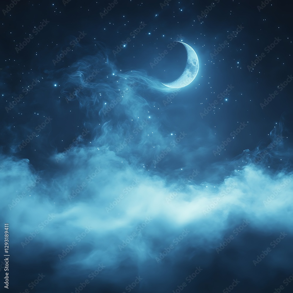 Crescent Moon Above Night Clouds Crescent Moon Above Night Clouds