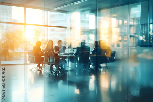 Wallpaper Mural Abstract blur image of Business people walking at modern hallway with bokeh for background usage Torontodigital.ca