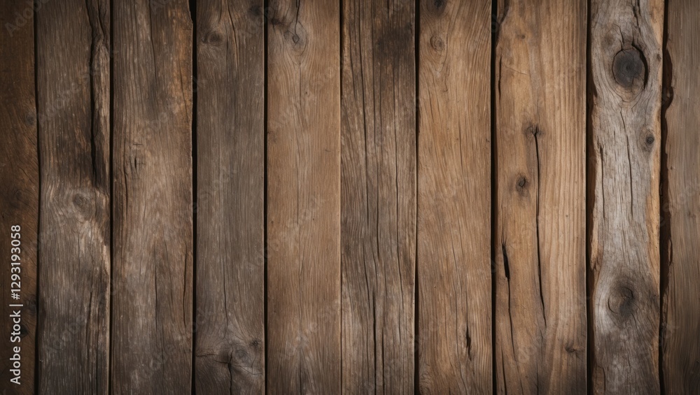Fototapeta premium Rustic wooden texture background with varying shades and grain patterns suitable for design and decoration projects.