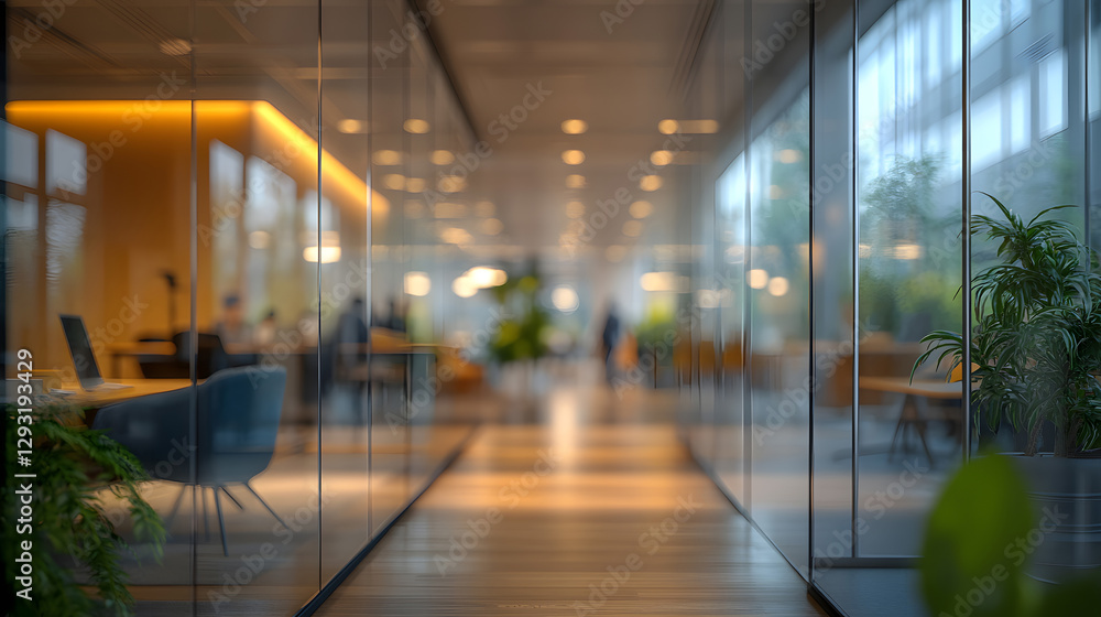 Abstract blur image of Business people walking at modern hallway with bokeh for background usage Abstract blur image of Business people walking at modern hallway with bokeh for background usage