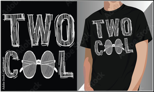 Two Cool T Shirt Design, Birthday Party Theme T-Shirt, Funny Kids T Shirt Graphic Design Vector Illustration, Second Birthday Gift.