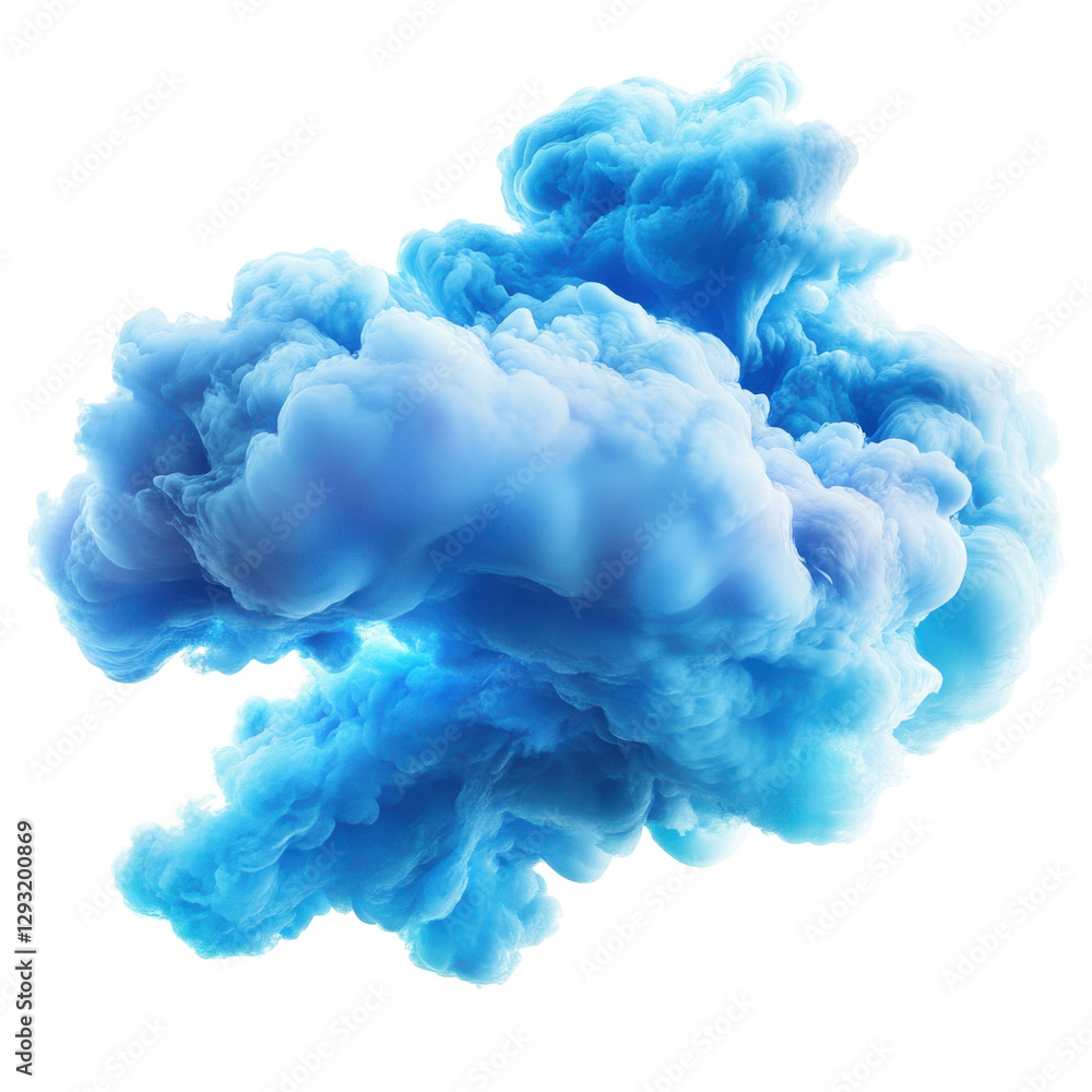 Obraz premium Vibrant Blue Cloud Swirls on transparent background.