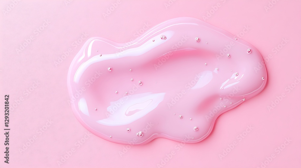 Smooth and Glossy Pink Gel with Bubbles on a Soft Pink Background for Cosmetic and Beauty Themes Smooth and Glossy Pink Gel with Bubbles on a Soft Pink Background for Cosmetic and Beauty Themes