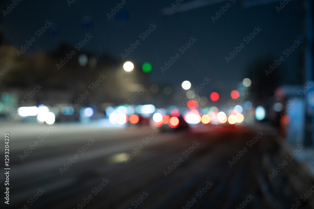 Blurry Traffic Lights in a Dimly Lit Urban Scene. Backdrop Blurry Traffic Lights in a Dimly Lit Urban Scene. Backdrop