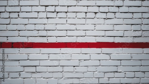White brick wall background featuring a bold red horizontal line for modern design and artistic applications.