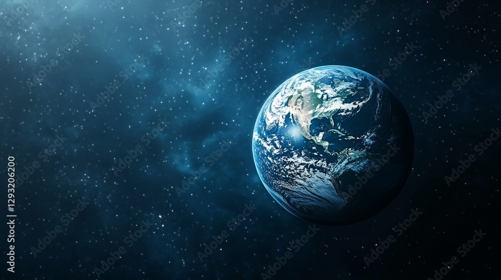 Fototapeta premium Earth globe in starry space, symbolizing unity and infinite possibilities.