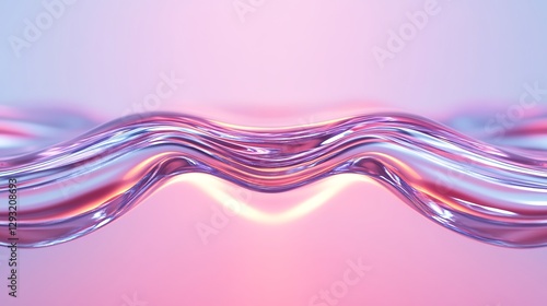 Smooth Flowing Waves of Colorful Glass with Soft Gradient Background for Abstract Artistic Visuals