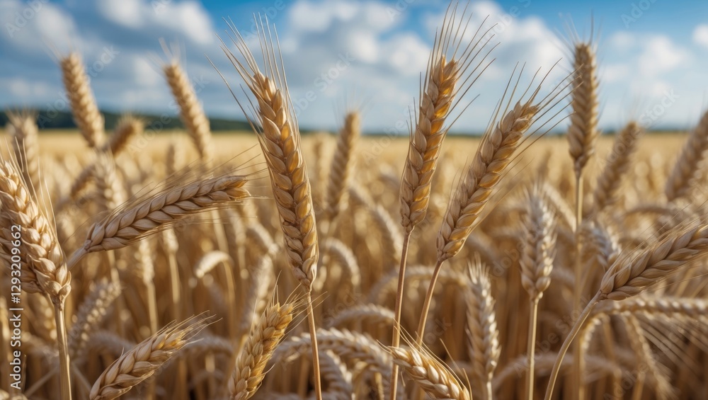 Wheat Field in Summer with Focused Grain Stalks and Clear Sky Ideal for Text Overlay or Agricultural Marketing Content Wheat Field in Summer with Focused Grain Stalks and Clear Sky Ideal for Text Overlay or Agricultural Marketing Content